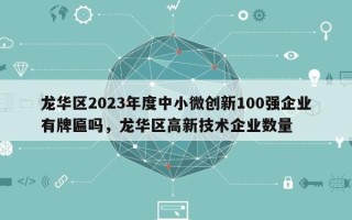 龙华区2023年度中小微创新100强企业有牌匾吗，龙华区高新技术企业数量