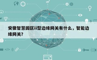 安徽智慧园区ii型边缘网关有什么，智能边缘网关？