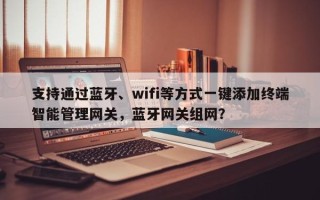 支持通过蓝牙、wifi等方式一键添加终端智能管理网关，蓝牙网关组网？