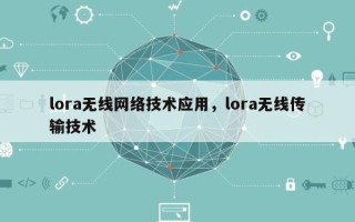 lora无线网络技术应用，lora无线传输技术