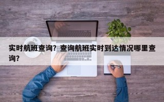 实时航班查询？查询航班实时到达情况哪里查询？