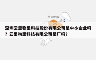 深圳云里物里科技股份有限公司是中小企业吗？云里物里科技有限公司是厂吗？