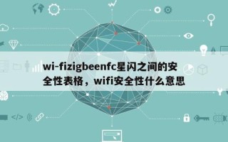 wi-fizigbeenfc星闪之间的安全性表格，wifi安全性什么意思