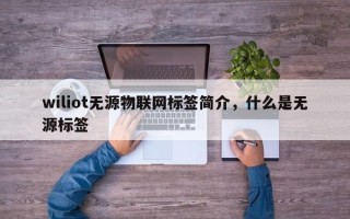 wiliot无源物联网标签简介，什么是无源标签