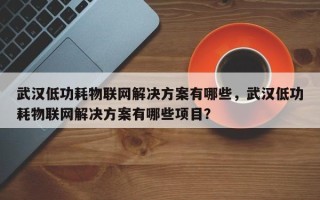 武汉低功耗物联网解决方案有哪些，武汉低功耗物联网解决方案有哪些项目？