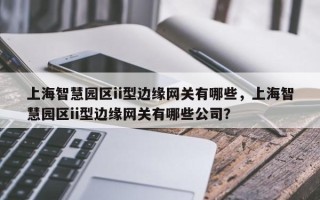 上海智慧园区ii型边缘网关有哪些，上海智慧园区ii型边缘网关有哪些公司？