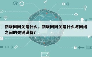 物联网网关是什么，物联网网关是什么与网络之间的关键设备？