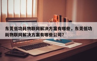东莞低功耗物联网解决方案有哪些，东莞低功耗物联网解决方案有哪些公司？