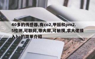 40多的传感器,有co2,甲醛和pm2.5检测,可联网,带大屏,可触摸,求大佬接入ha的简单介绍