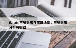 ibrain市场需求与应用场景，市场需求分析有哪些