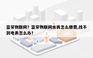 蓝牙物联网？蓝牙物联网水表怎么缴费,找不到电表怎么办？