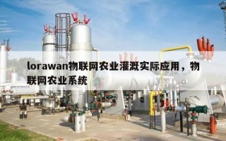 lorawan物联网农业灌溉实际应用，物联网农业系统