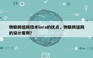 物联网组网技术lora的优点，物联网组网的设计原则？