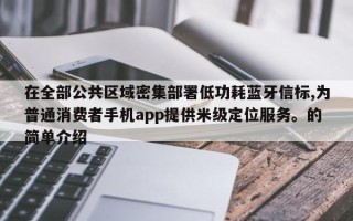 在全部公共区域密集部署低功耗蓝牙信标,为普通消费者手机app提供米级定位服务。的简单介绍