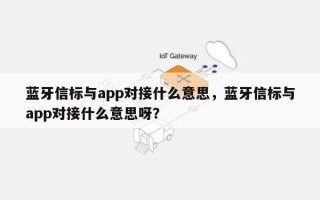 蓝牙信标与app对接什么意思，蓝牙信标与app对接什么意思呀？