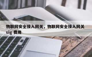 物联网安全接入网关，物联网安全接入网关 sig 费用
