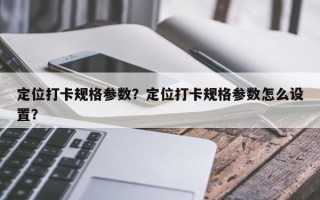定位打卡规格参数？定位打卡规格参数怎么设置？