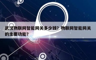 武汉物联网智能网关多少钱？物联网智能网关的主要功能？