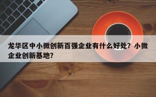 龙华区中小微创新百强企业有什么好处？小微企业创新基地？