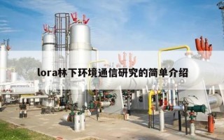 lora林下环境通信研究的简单介绍