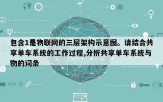 包含1是物联网的三层架构示意图。请结合共享单车系统的工作过程,分析共享单车系统与物的词条