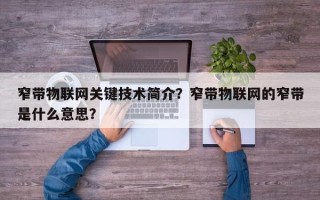 窄带物联网关键技术简介？窄带物联网的窄带是什么意思？