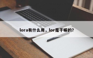 lora有什么用，lor是干嘛的？